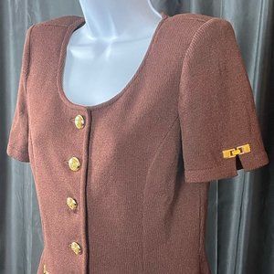 ST. JOHN COLLECTION, WOMEN'S SIZE 4 MOCHA BLOUSE